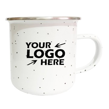 12oz White Enamel Mug with Speckles